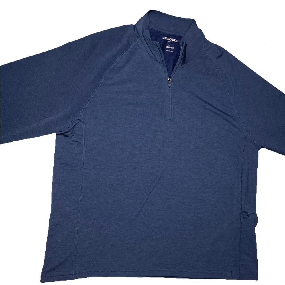 Bonobos Golf Shirt 1/4 Zip Pullover Men’s XL Navy Blue Long Sleeve Sweatshirt
